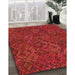 Patterned Red Rug in Family Room, pat2411org