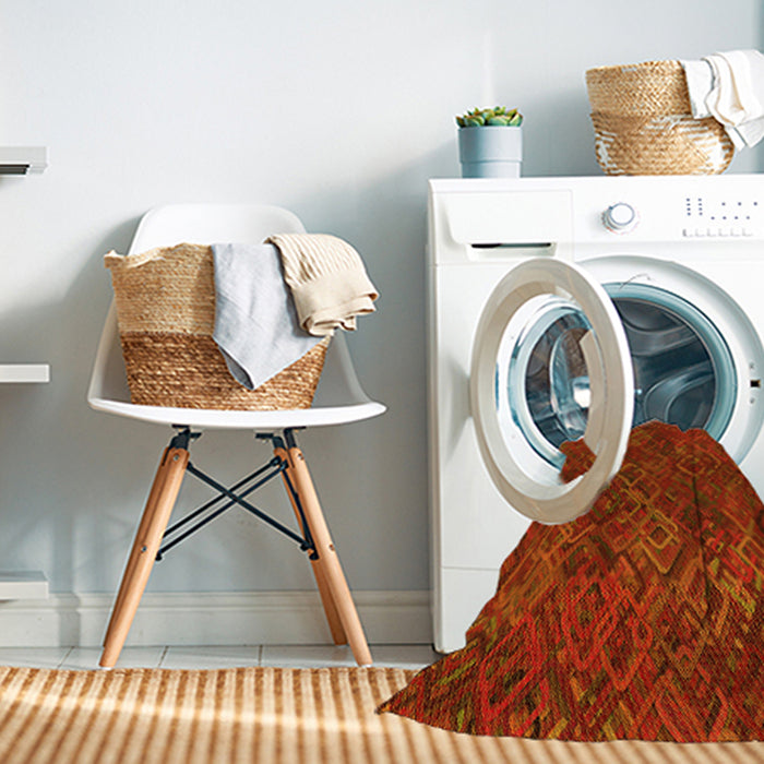 Machine Washable Transitional Orange Red Orange Rug in a Washing Machine, wshpat2411yw