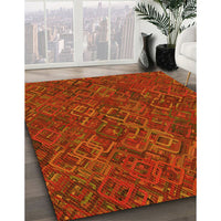 Patterned Orange Red Orange Rug, pat2411yw