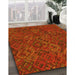 Patterned Orange Red Orange Rug in Family Room, pat2411yw