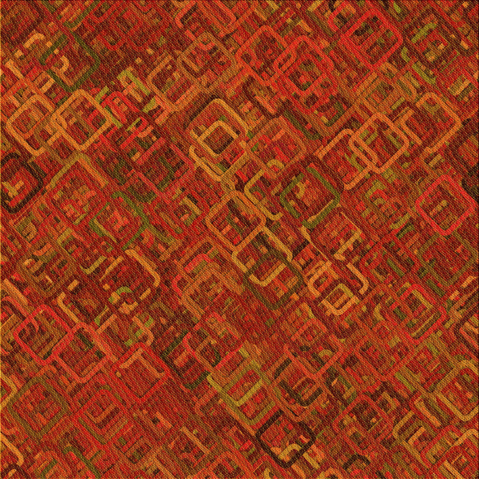 Round Patterned Orange Red Orange Rug, pat2411yw