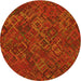 Square Patterned Orange Red Orange Rug, pat2411yw