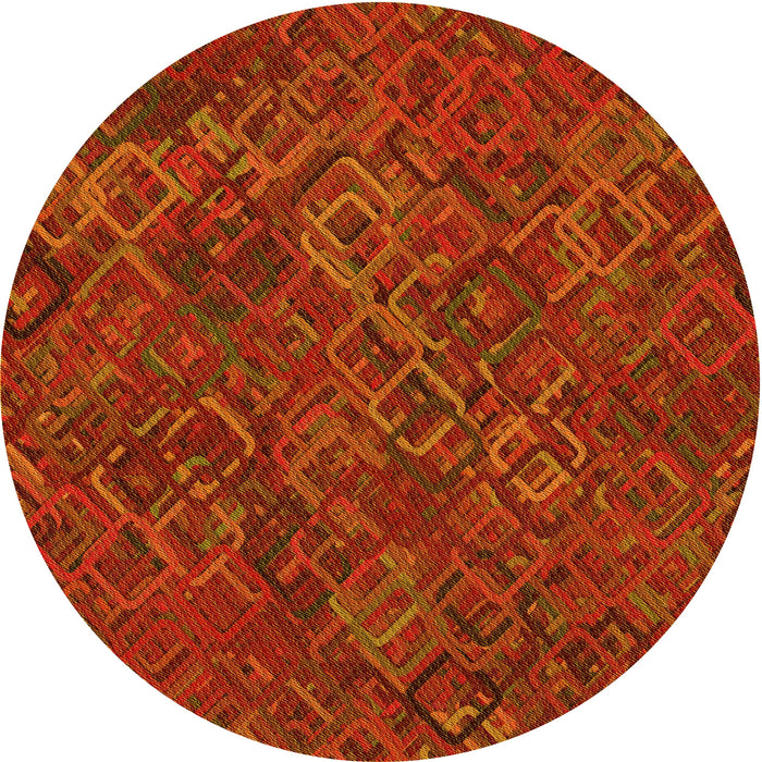 Square Machine Washable Transitional Orange Red Orange Rug in a Living Room, wshpat2411yw