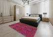 Machine Washable Transitional Pink Rug in a Bedroom, wshpat2411