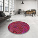 Round Patterned Pink Novelty Rug in a Office, pat2411