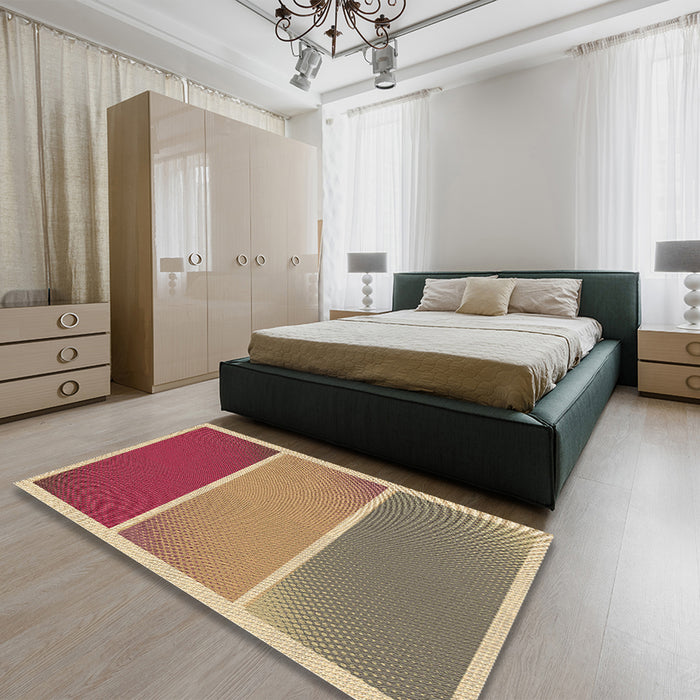 Round Machine Washable Transitional Brown Sand Brown Rug in a Office, wshpat2412brn