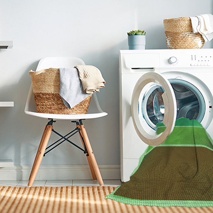 Machine Washable Transitional Seaweed Green Rug in a Washing Machine, wshpat2412grn