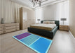 Patterned Bright Turquoise Blue Rug in a Bedroom, pat2412lblu