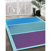 Patterned Bright Turquoise Blue Rug, pat2412lblu