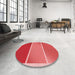 Round Patterned Red Rug in a Office, pat2412rd