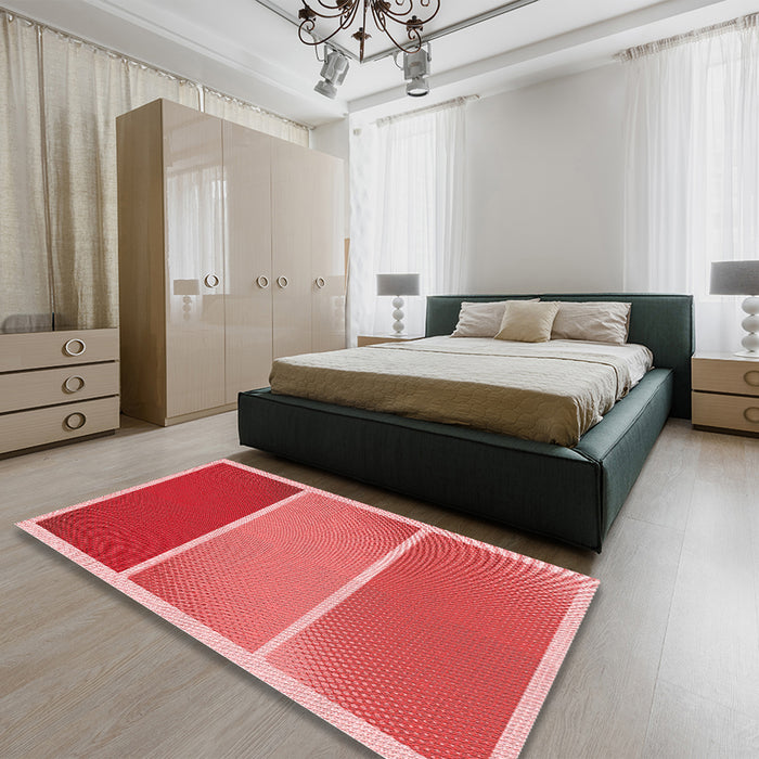 Patterned Red Rug in a Bedroom, pat2412rd