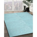 Machine Washable Transitional Electric Blue Rug in a Family Room, wshpat2413lblu