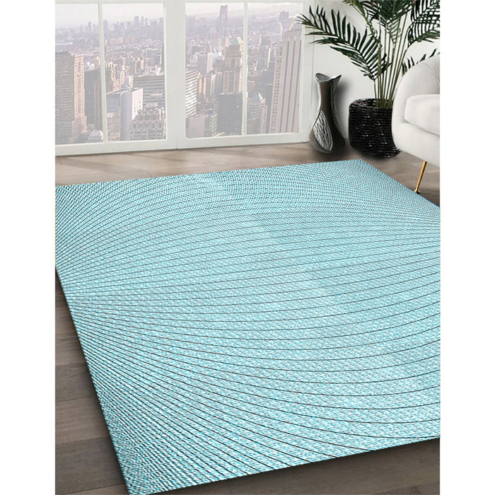 Patterned Electric Blue Rug in Family Room, pat2413lblu