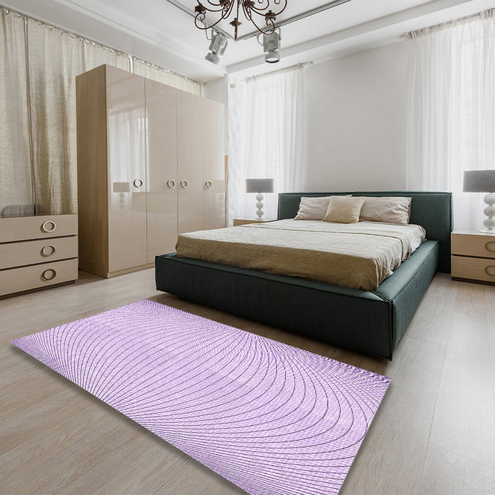 Patterned Bright Lilac Purple Rug in a Bedroom, pat2413pur