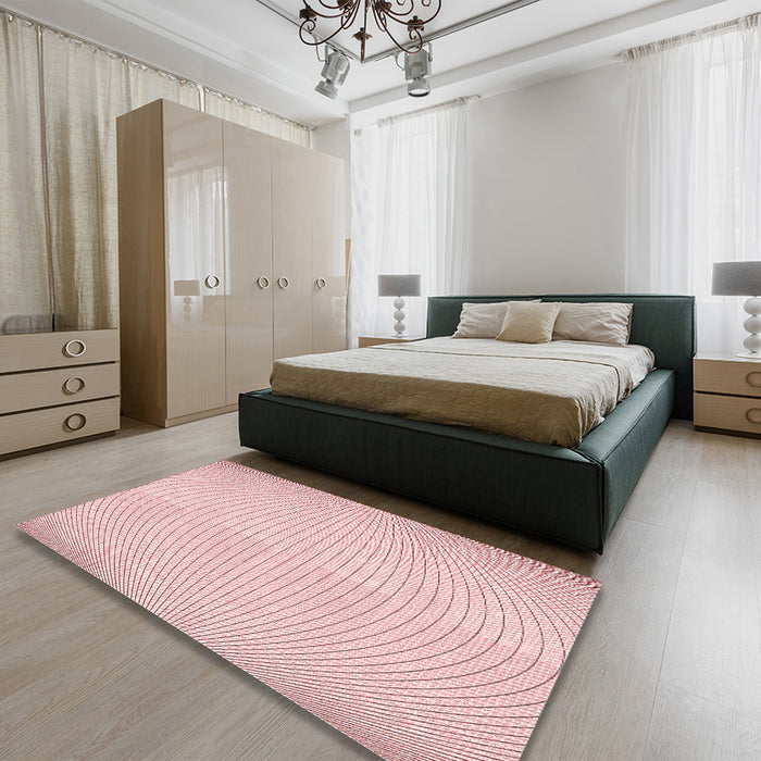 Patterned Pink Rug in a Bedroom, pat2413rd