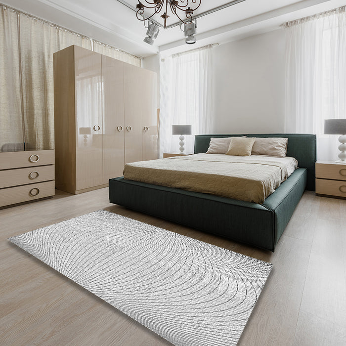 Patterned Off-White Novelty Rug in a Bedroom, pat2413