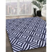 Patterned Night Blue Rug in Family Room, pat2415blu