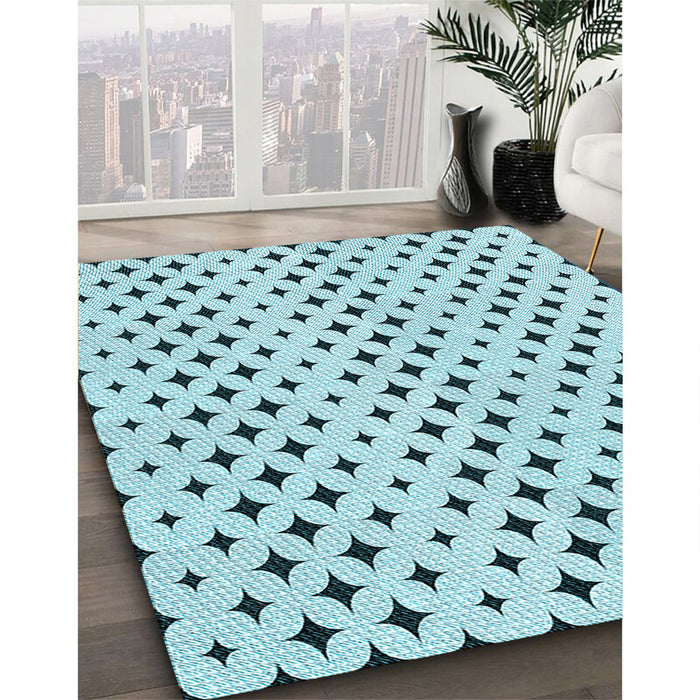 Patterned Seafoam Green Rug in Family Room, pat2416lblu