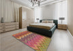 Patterned Bronze Brown Rug in a Bedroom, pat2417brn