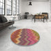 Round Patterned Bronze Brown Rug in a Office, pat2417brn