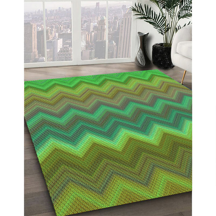 Patterned Seaweed Green Rug in Family Room, pat2417grn