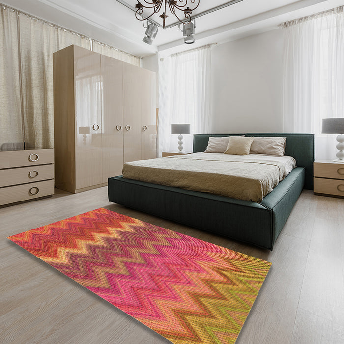 Patterned Red Rug in a Bedroom, pat2417org