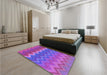 Patterned Crimson Purple Rug in a Bedroom, pat2417pur