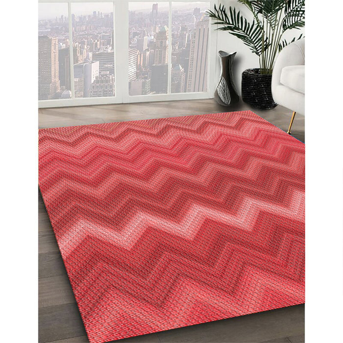 Patterned Red Rug in Family Room, pat2417rd