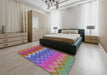 Patterned Rosy Brown Pink Modern Rug in a Bedroom, pat2417