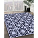 Patterned Midnight Blue Rug in Family Room, pat2419blu