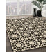 Patterned Deep Peach Orange Rug in Family Room, pat2419brn