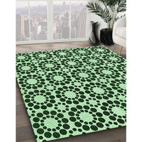 Patterned Dark Forest Green Rug, pat2419grn