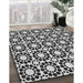 Patterned Charcoal Black Rug in Family Room, pat2419gry