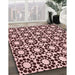 Patterned Deep Rose Pink Rug in Family Room, pat2419rd