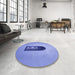 Round Patterned Sky Blue Rug in a Office, pat242blu