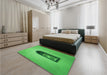 Patterned Neon Green Rug in a Bedroom, pat242grn