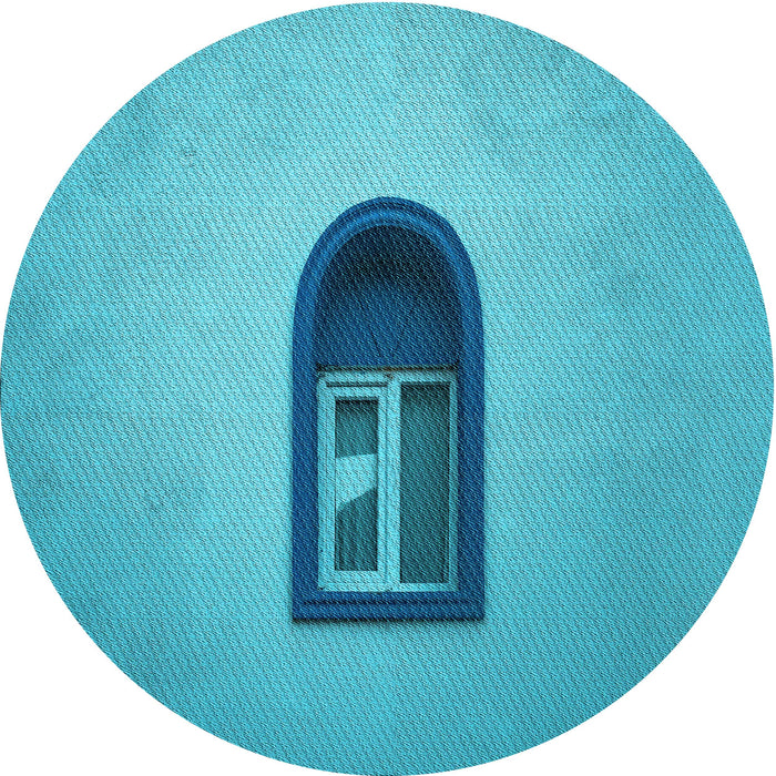 Square Patterned Dark Turquoise Green Rug, pat242lblu