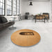 Round Patterned Orange Rug in a Office, pat242org