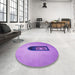 Round Patterned Violet Purple Rug in a Office, pat242pur