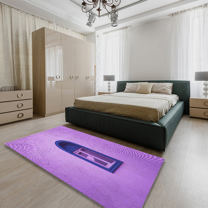 Patterned Violet Purple Rug in a Bedroom, pat242pur
