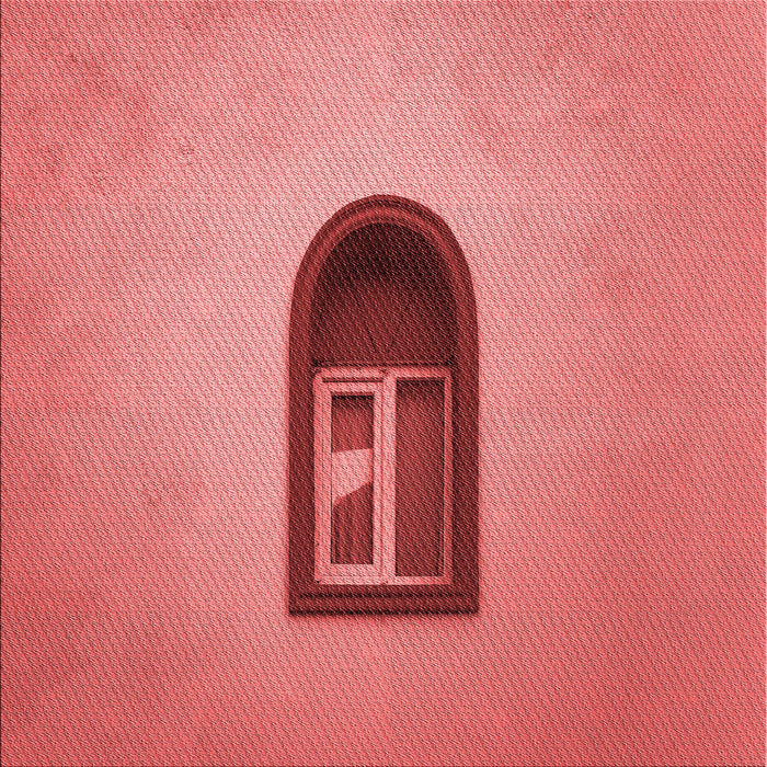 Round Patterned Ruby Red Rug, pat242rd