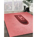 Machine Washable Transitional Ruby Red Rug in a Family Room, wshpat242rd