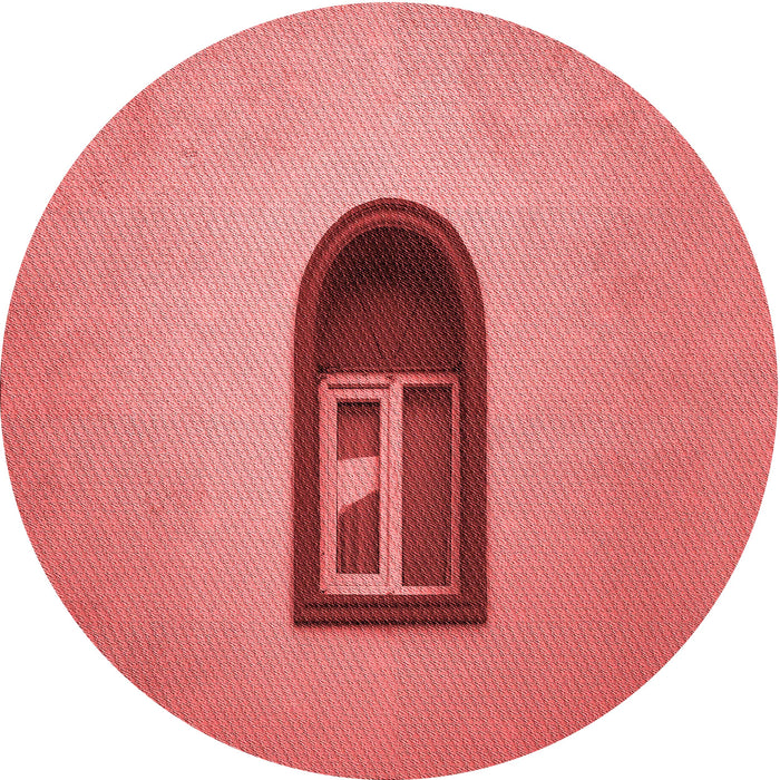 Square Patterned Ruby Red Rug, pat242rd