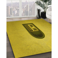 Patterned Dark Golden Brown Rug, pat242yw