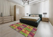 Patterned Brown Rug in a Bedroom, pat2421brn