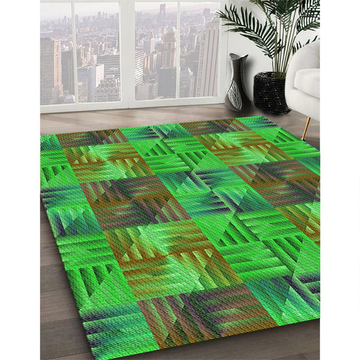 Machine Washable Transitional Seaweed Green Rug in a Family Room, wshpat2421grn