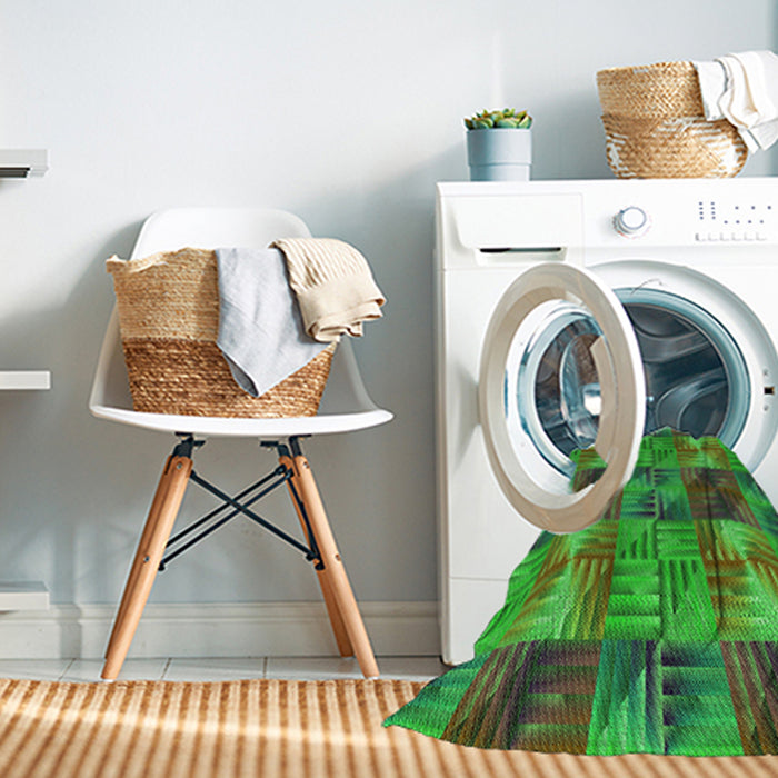 Machine Washable Transitional Seaweed Green Rug in a Washing Machine, wshpat2421grn