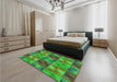 Patterned Seaweed Green Rug in a Bedroom, pat2421grn