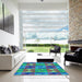 Machine Washable Transitional Deep Periwinkle Purple Rug in a Kitchen, wshpat2421lblu