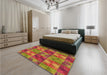 Patterned Caramel Brown Rug in a Bedroom, pat2421org